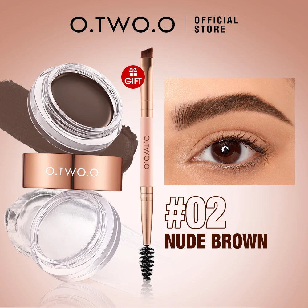 O.TWO.O Eyebrow Pomade Brow Gel Wax 2 IN 1 Waterproof Long Lasting Creamy Texture Eye Brow Tint Enhancers Cosmetics Makeup Purest Peak